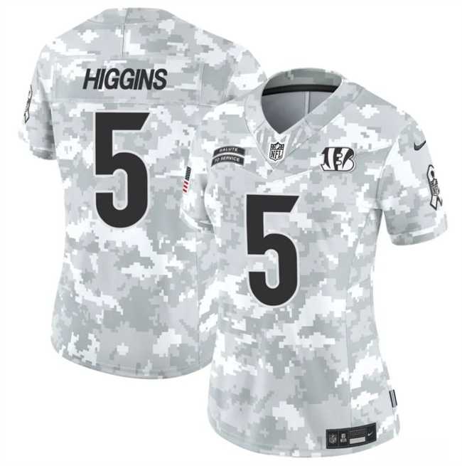 Womens Cincinnati Bengals #5 Tee Higgins 2024 F.U.S.E Arctic Camo Salute To Service Limited Stitched Jersey Dzhi->cincinnati bengals->NFL Jersey